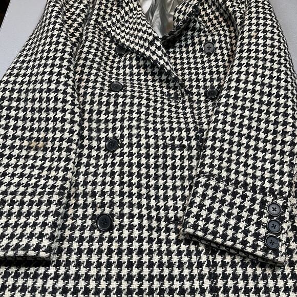 J Crew Trench coat Size 10 Houndstooth Belted Wool Blend Long Lined FLAWS - Picture 13 of 16